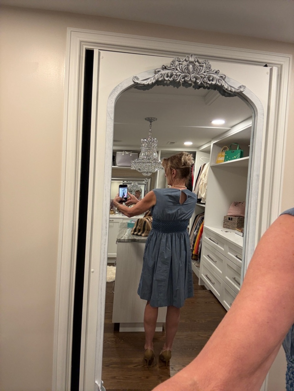 Kate Spade Blue Fit & Flare Dress Size 4 Smocked Waist Sleeveless - Picture 6 of 8